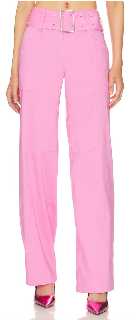 Lovers + Friends Barbie Pink Trouser Pants SMALL Work Straight Revolve $208 NEW